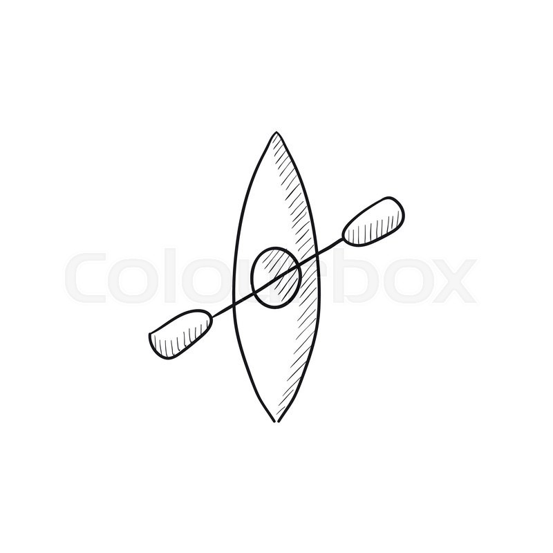 800x800 Kayak With Paddle Vector Sketch Icon Isolated On Background. Hand - Kayak Sketch