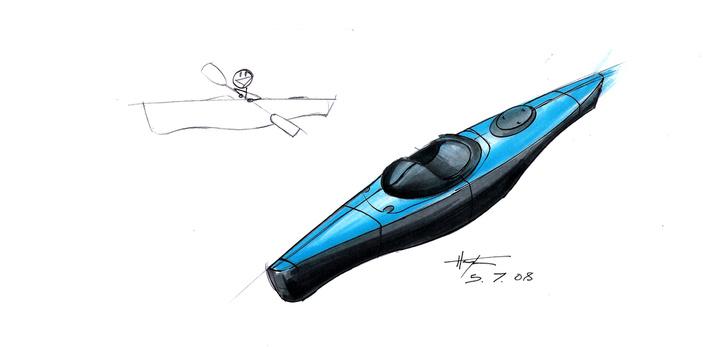 1000x494 Sketches The Design Portfolio Of Hamp Freeman - Kayak Sketch