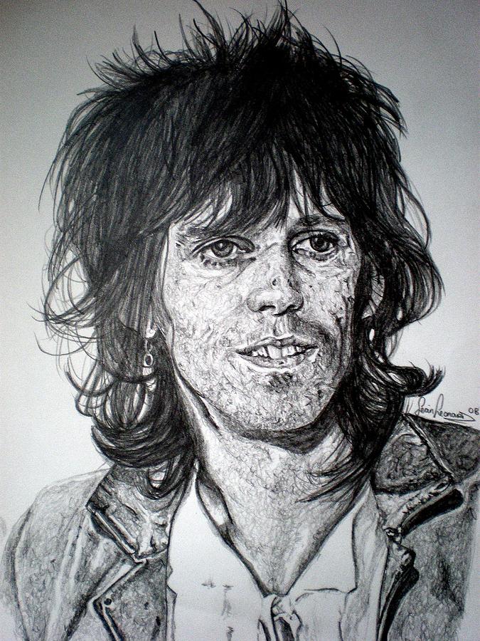 675x900 Keith Richards Drawing By Sean Leonard - Keith Richards Sketch
