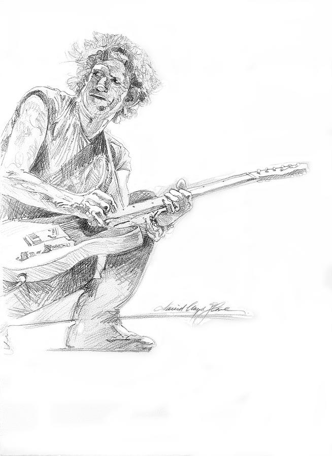 654x900 Keith Richards Fender Telecaster Drawing By David Lloyd Glover - Keith Richards Sketch