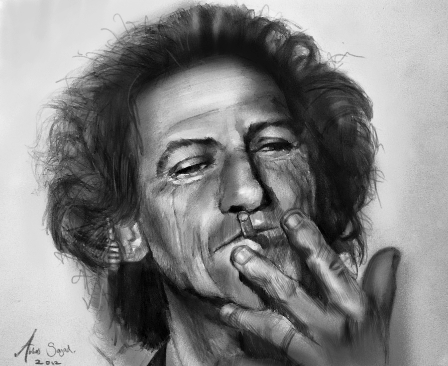 900x735 Keith Richards Portrait Sketch On Behance - Keith Richards Sketch
