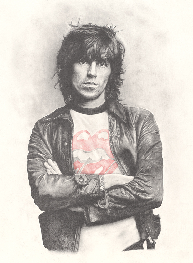 734x1000 Keith Richards, The Rolling Stones, Happy By Aaron Johnson Mr - Keith Richards Sketch