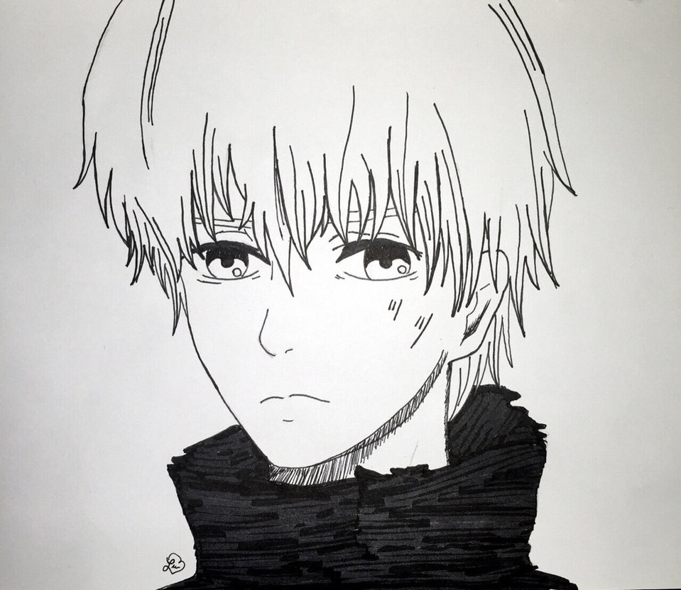 Как нарисовать kaneki ken