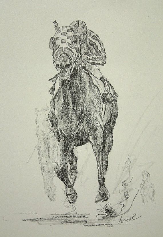 570x827 Secretariat Kentucky Derby Horse Racing Prints By Artsportsdotcom - Kentucky Derby Sketch