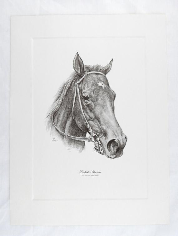 570x755 Vintage 1975 Tunell Foolish Pleasure Kentucky Derby Winner Etsy - Kentucky Derby Sketch
