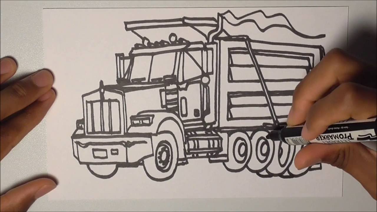 1280x720 Drawing Trucks!!! Kenworth T800 Dump Truck - Kenworth Sketch