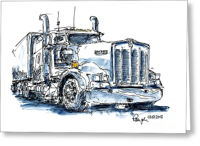 646x470 Kenworth Truck Greeting Cards - Kenworth Sketch