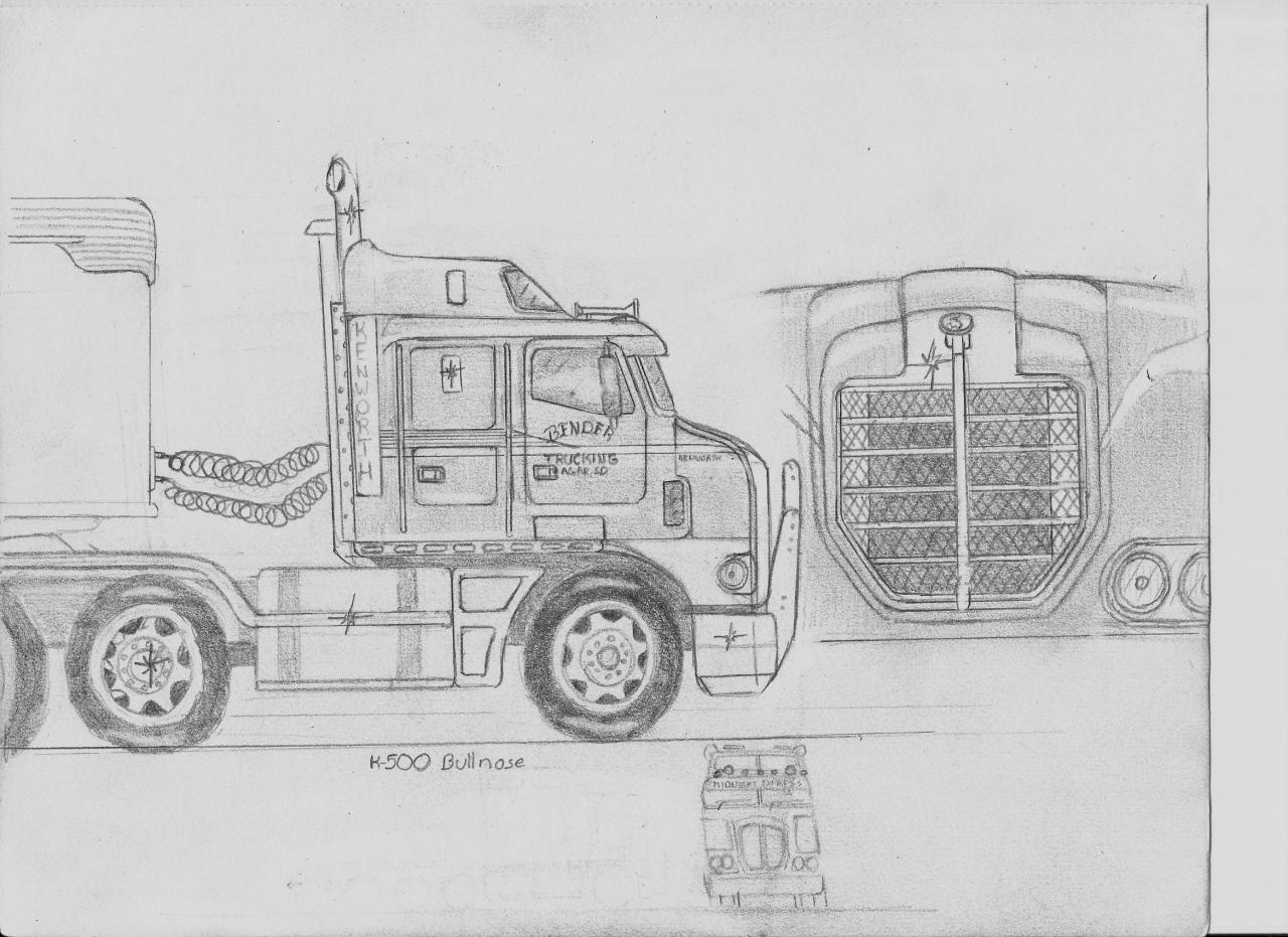 1280x931 Modern Kenworth K500 Bullnose - Kenworth Sketch