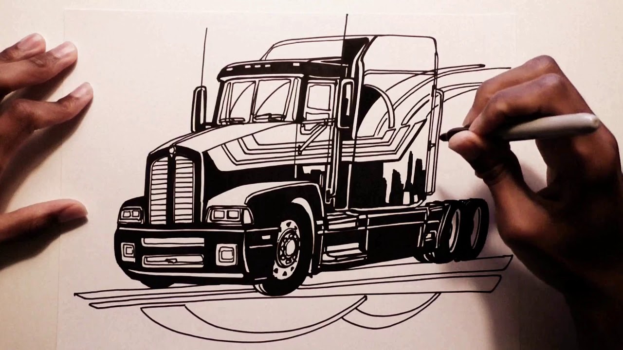 1280x720 Drawing Trucks!!! Kenworth T600 Mid Roof - Kenworth Sketch