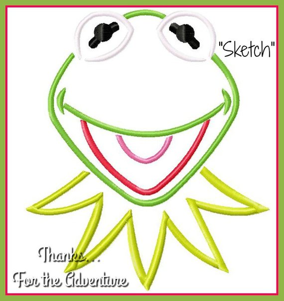570x603 Kermit The Frog Sketch Digital Embroidery Machine Design File Etsy - Kermit The Frog Sketch