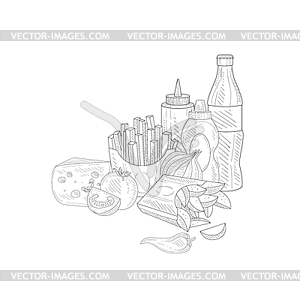 300x300 Soda, Fries And Ketchup Realistic Sketch - Ketchup Sketch