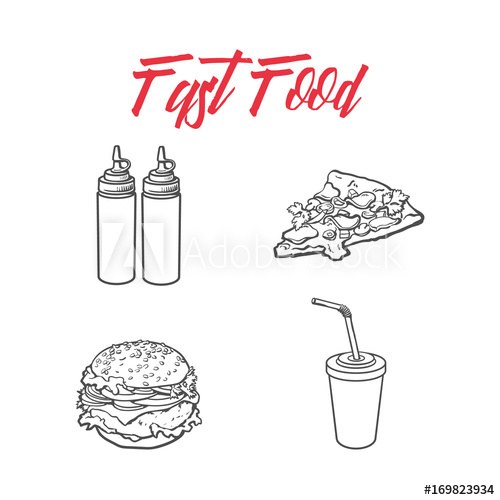 500x500 Vector Burger Sketch Hand Drawn With Mustard Sauce, Ketchup - Ketchup Sketch