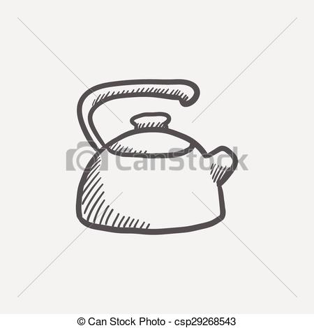 450x470 Kettle Sketch Icon For Web And Mobile. Hand Drawn Vector Dark Grey - Kettle Sketch