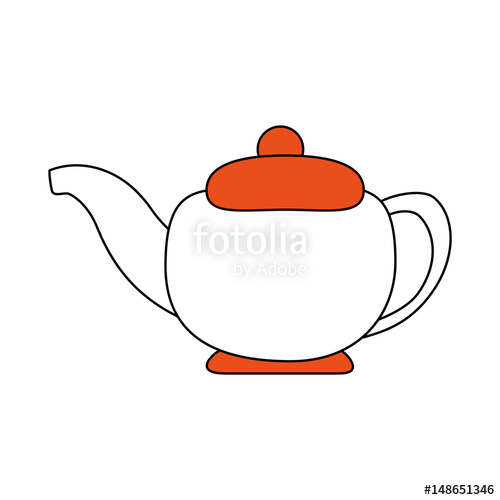 500x500 Sketch Color Silhouette Tea Kettle For Hot Drinks Vector - Kettle Sketch