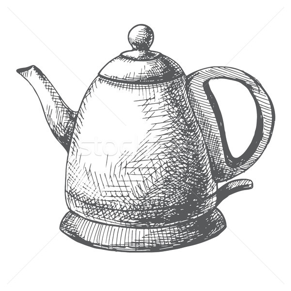 600x600 Electric Kettle Isolated On White Background. Vector Illustration - Kettle Sketch