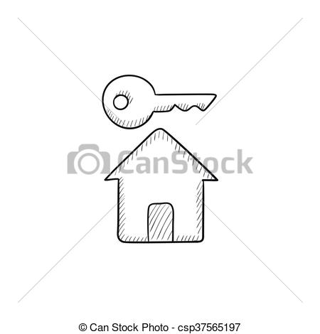 450x470 Key For House Sketch Icon. Key For House Vector Sketch Icon... Eps - Key Sketch