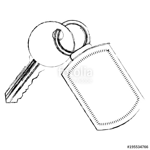 500x500 Key With Keychain Access Door Vector Illustration Vector - Key Sketch