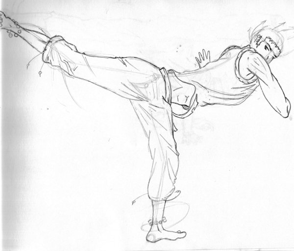 600x513 Back Kick - Kick Sketch