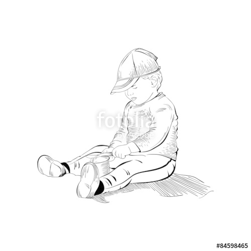 500x500 Sketch Of Baby Boy, Baby Girl, Kid, Child, Toddler, Infant In Ha - Kid Sketch