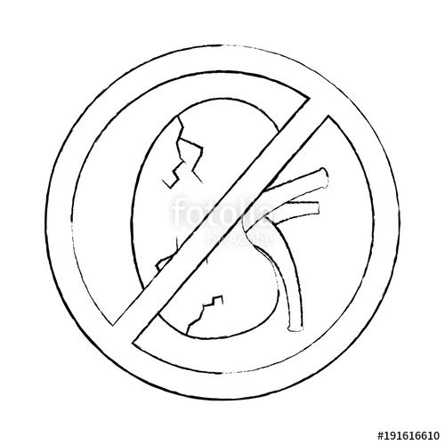 500x500 No Human Kidney Disease Medical Diagram Forbidden Sign Vector - Kidney Sketch
