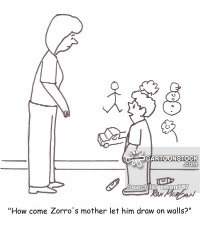 400x457 Drawing On The Walls Cartoons And Comics - Kids Cartoon Sketch