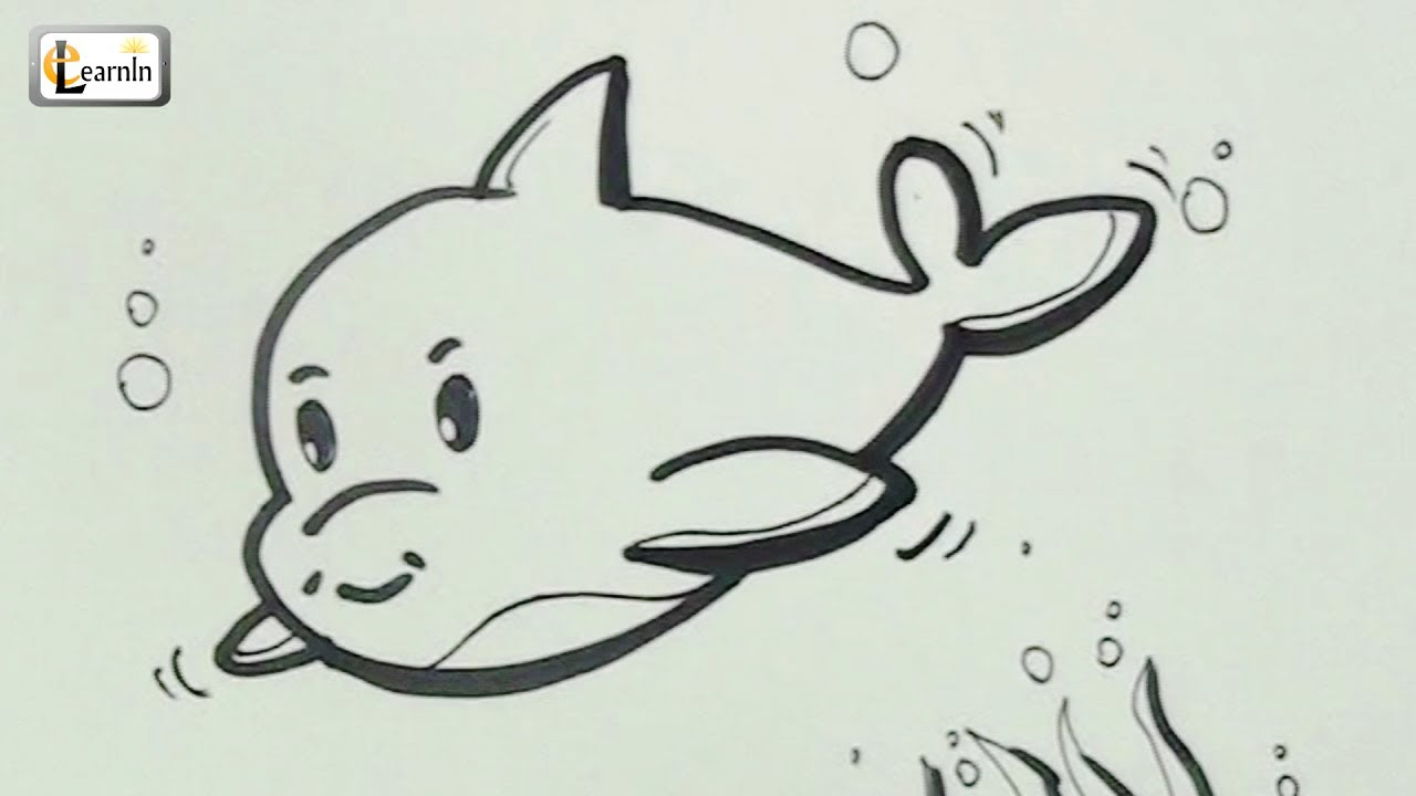 1280x720 Timely Small Drawings For Kids Cartoon Art How To Draw A Dolphin - Kids Cartoon Sketch