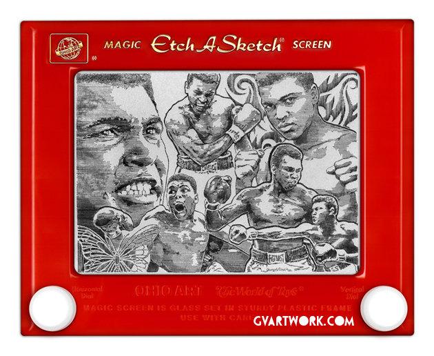 630x516 Muhammad Ali Etch A Sketch Artwork Gv Art And Design - Kids Etch A Sketch