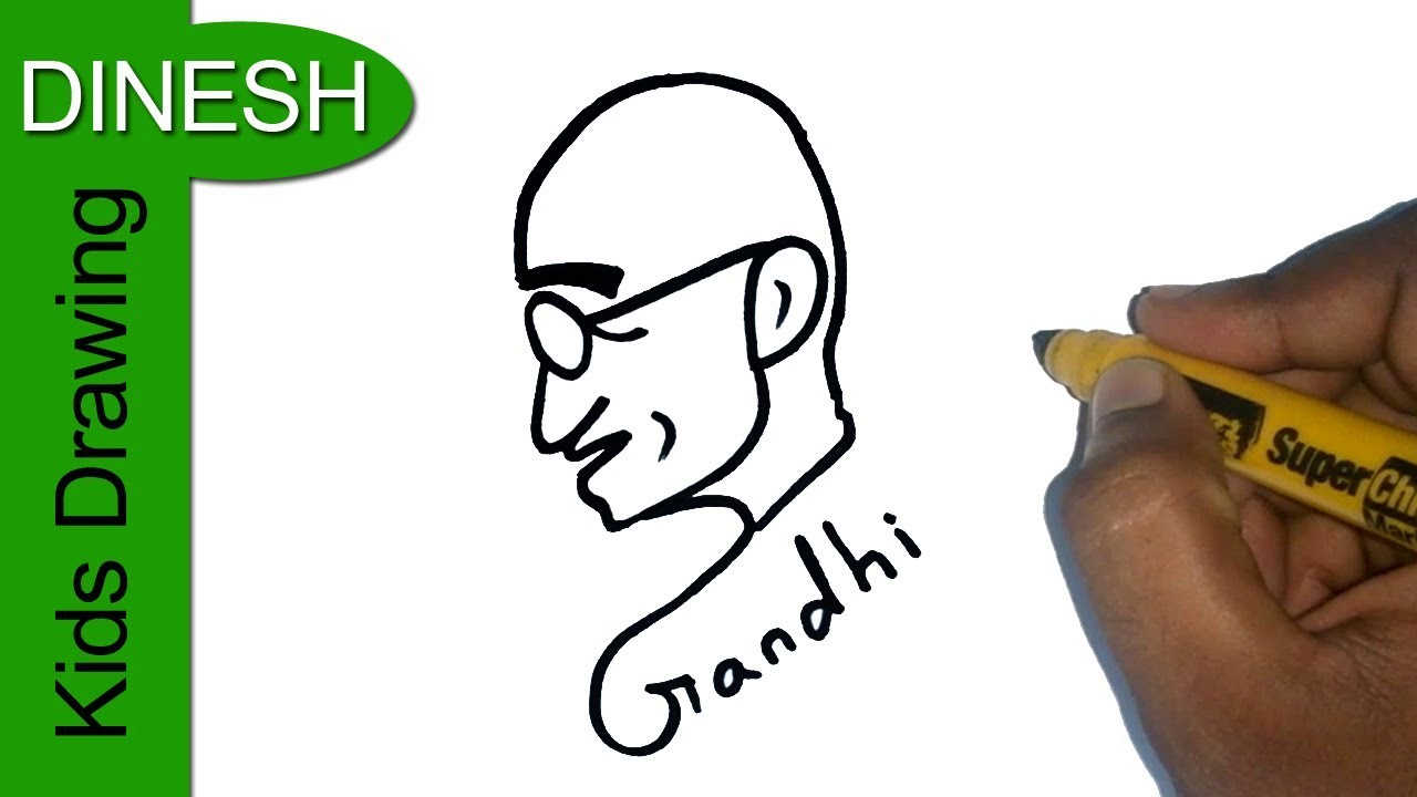 1280x720 How To Draw Mahatma Gandhi Face Sketch Step By Step For Kids - Kids Face Sketch