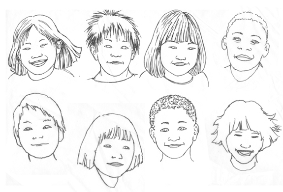 575x391 Kid Faces Carol Coogan Design - Kids Face Sketch