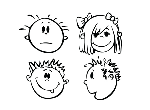 600x440 Photos Drawing Cartoon Kids Faces, - Kids Face Sketch
