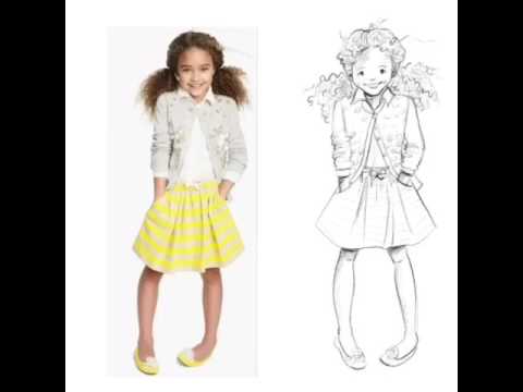 480x360 Kids Fashion Sketch From Photo Reference - Kids Fashion Sketch