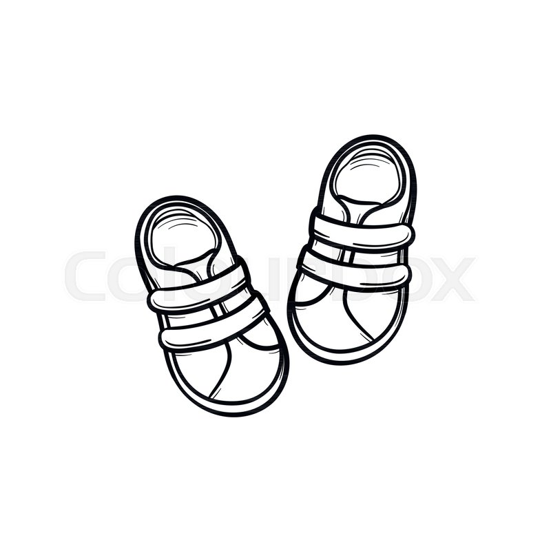 800x800 Baby Shoes Hand Drawn Outline Doodle Icon. Footware For Newborn - Kids Shoes Sketch