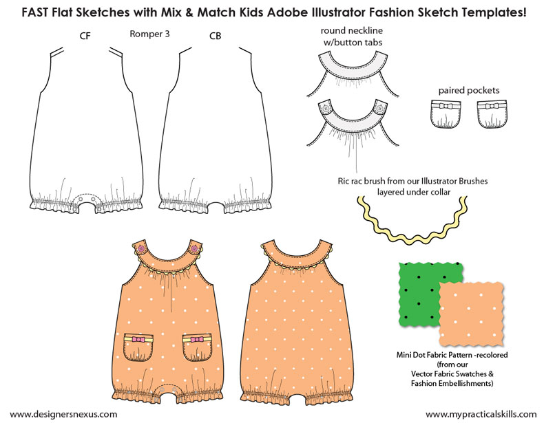 790x615 Kids Illustrator Flat Fashion Sketch Templates - Kids Sketch Images