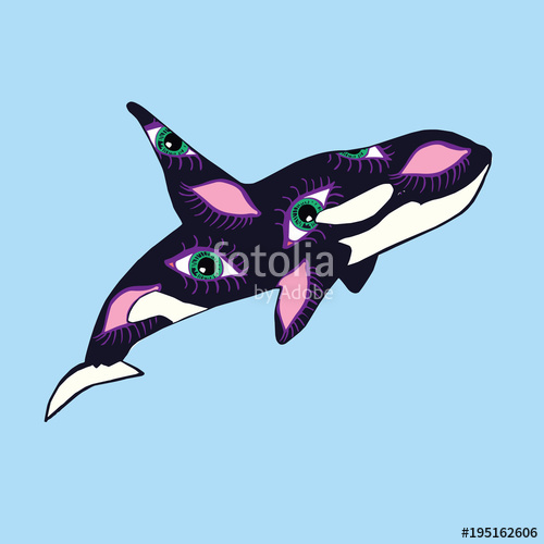 500x500 Killer Whale With Yellow Skulls And Crossbones Print On Skin, Hand - Killer Whale Sketch