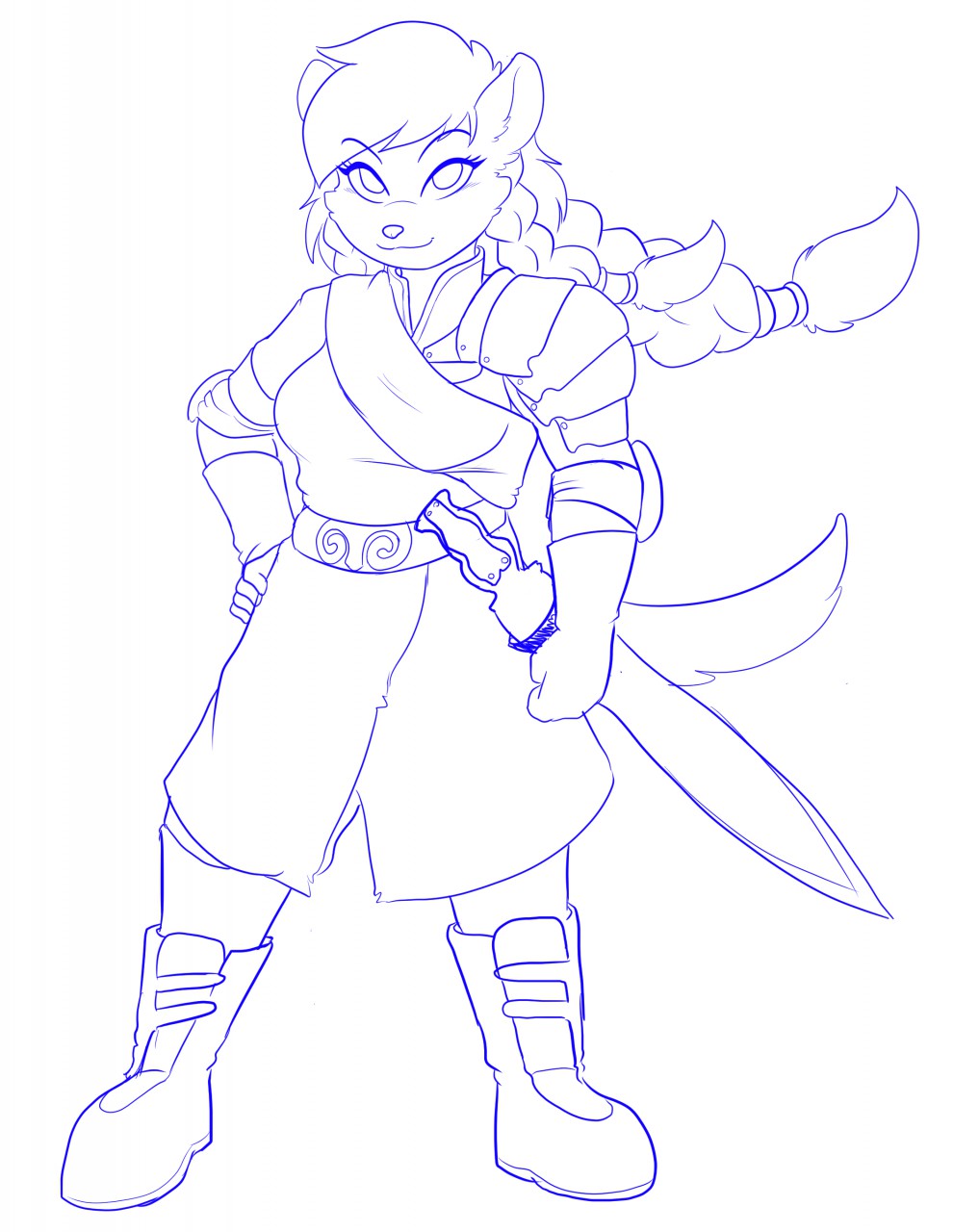 990x1280 Kyna Kilt And Armour Sketch By Shinigamidragoon - Kilt Sketch