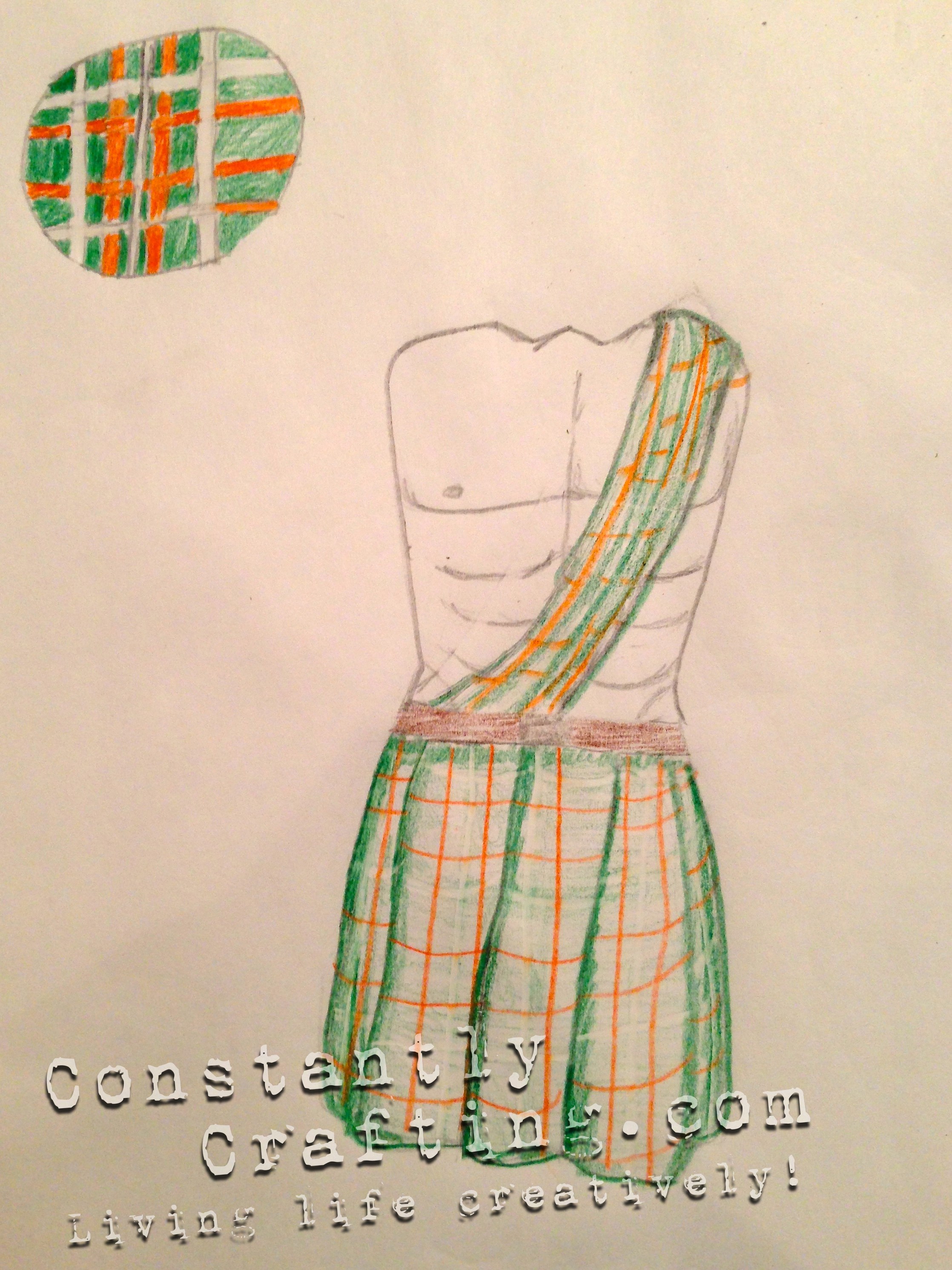 2236x2982 Man In Kilt Cookie Sketch With Shoulder Strap Constantly Crafting - Kilt Sketch