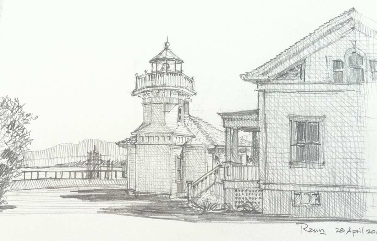 1200x769 Mukilteao Lighthouse Pencil Sketch Rann Haight - Kilt Sketch