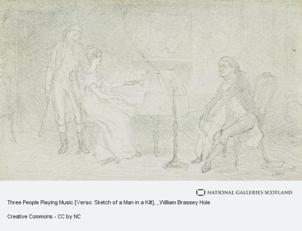 600x459 Three People Playing Music [Verso Sketch Of A Man In A Kilt - Kilt Sketch