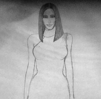 400x391 Kim Kardashian Drawing - Kim Kardashian Sketch