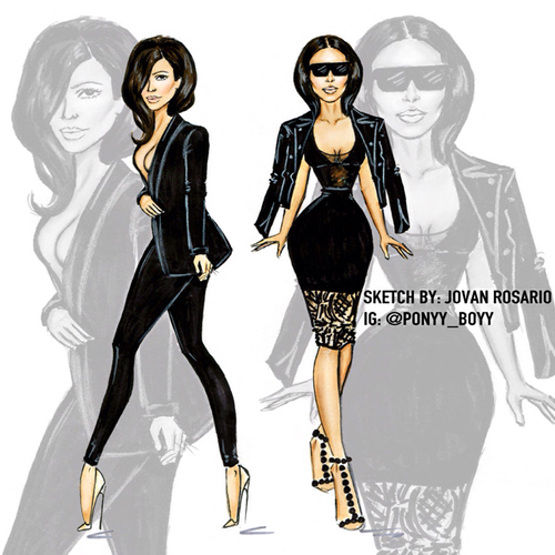 500x500 My Fashion Sketch Of Kim Kardashian On We Heart It - Kim Kardashian Sketch