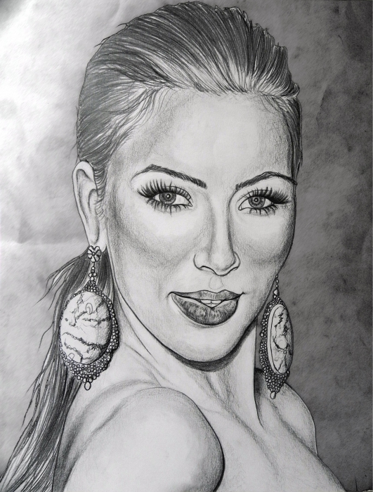 531x700 Portrait Of Kim Kardashian By Chid On Stars Portraits - Kim Kardashian Sketch