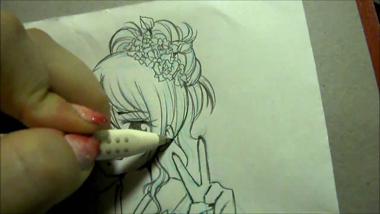 1280x720 Sketch Manga Girl In A Kimono - Kimono Sketch