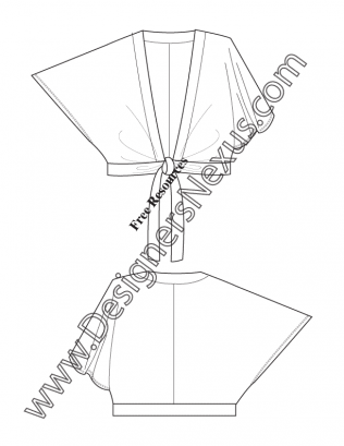316x409 Adobe Illustrator Flat Sketch Downloads V10 Kimono Sleeve Tie - Kimono Sketch