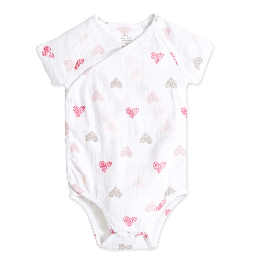 900x900 Sketch Hearts Short Sleeve Kimono Body Suit Aden + Anais - Kimono Sketch