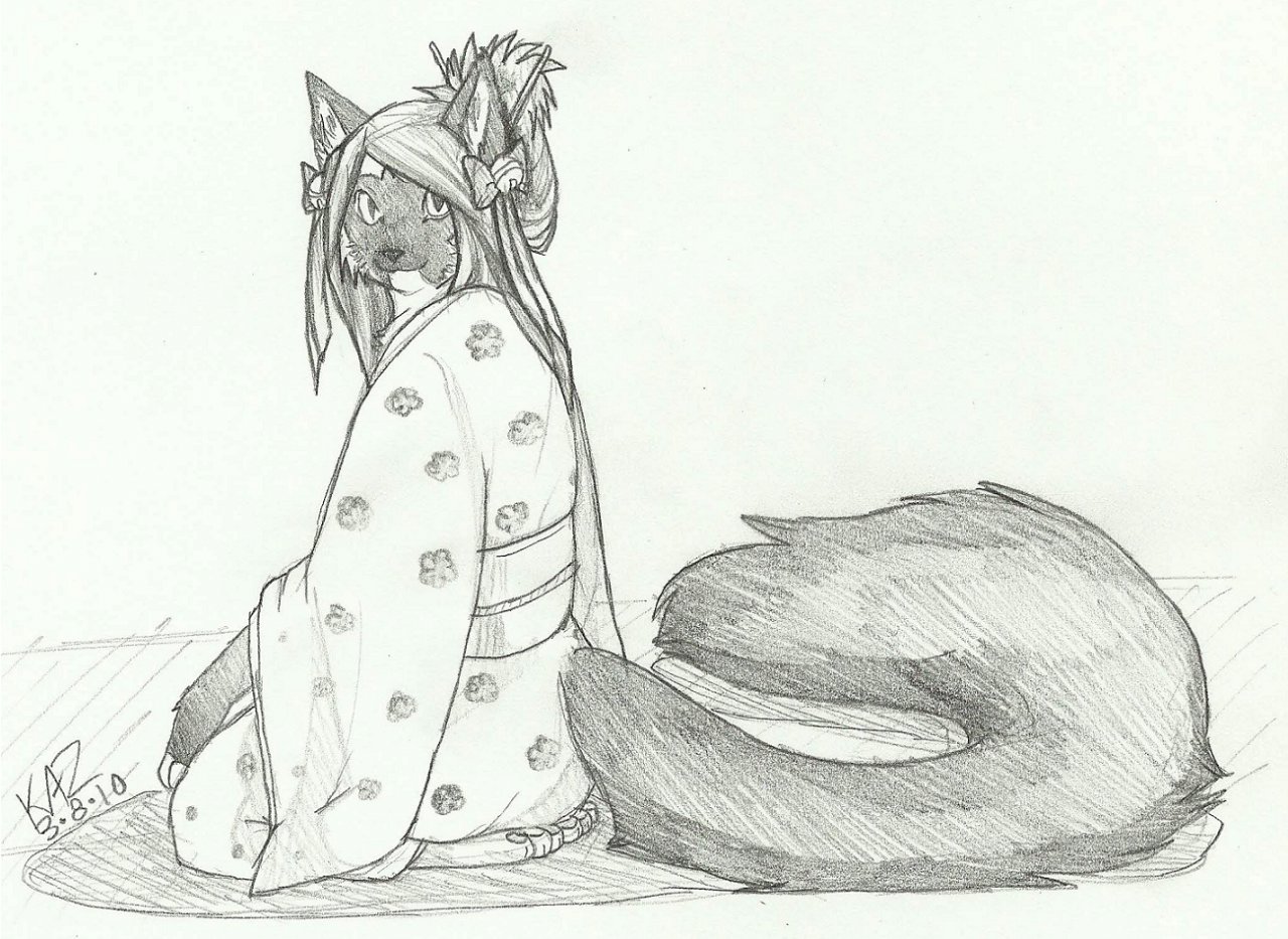 1280x933 Flower Kimono Sketch By Wolfspit - Kimono Sketch