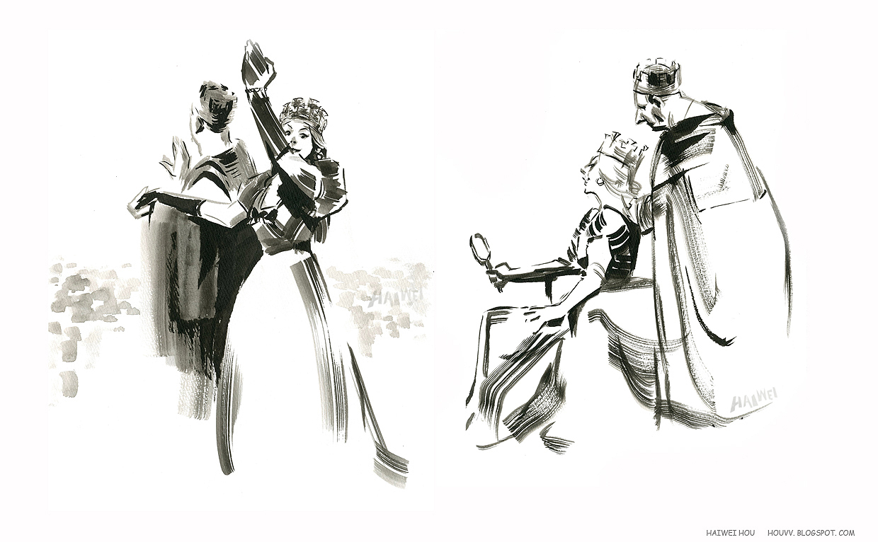 1240x766 King And Queen (Brush And Ink Life Drawing) - King And Queen Sketch