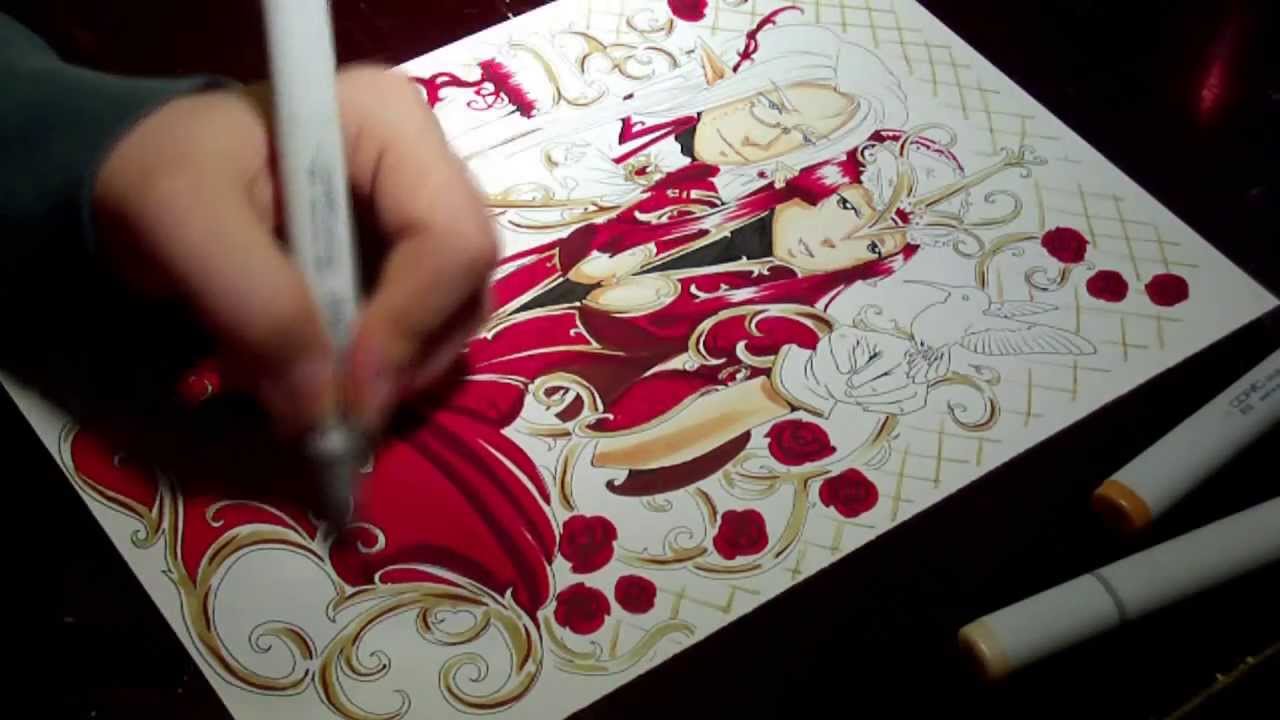 1280x720 King And Queen Of Hearts Manga Copic Drawing - King And Queen Sketch