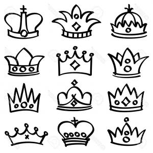 300x300 Photostock Vector Luxury Doodle Queen Crowns Vector Sketch - King And Queen Sketch