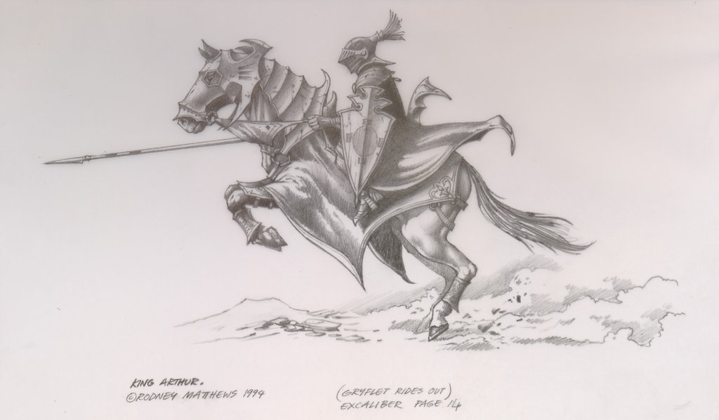 1024x598 Gryflet Rides Out (Tales Of King Arthur) Original By Rodney - King Arthur Sketch