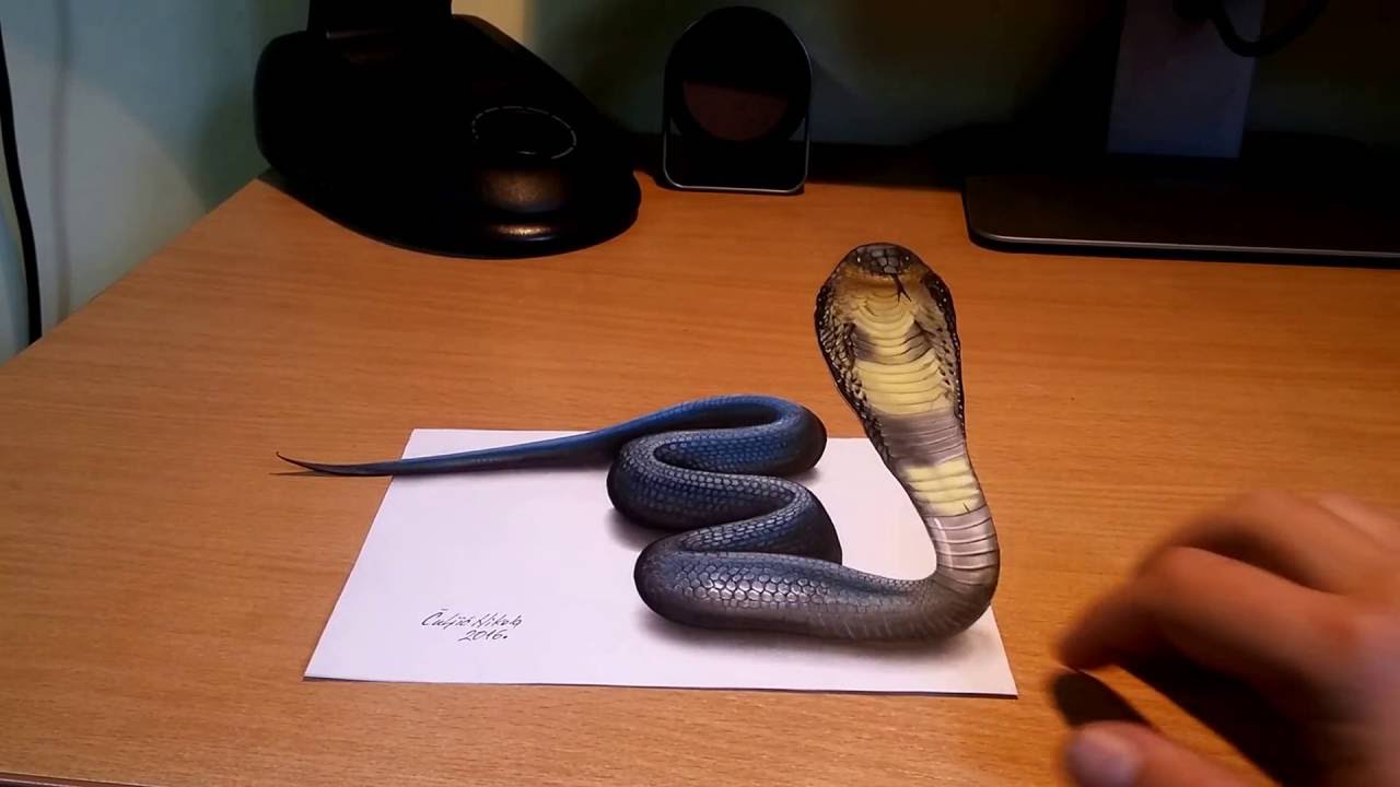 1280x720 3d King Cobra Drawing - King Cobra Snake Sketch